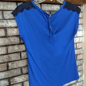 Blue w/ Black Lace Ann Taylor Blouse 💙